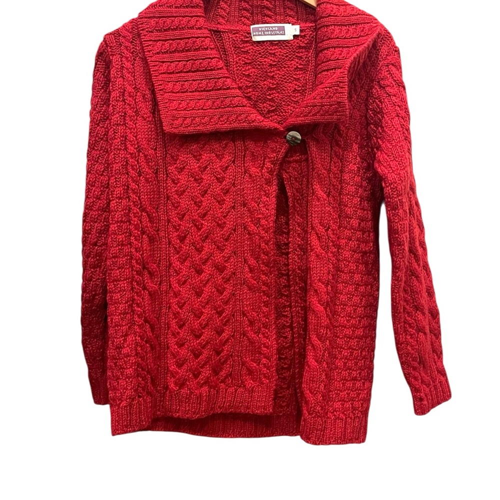 Red Cable Knit Sweater highland industries